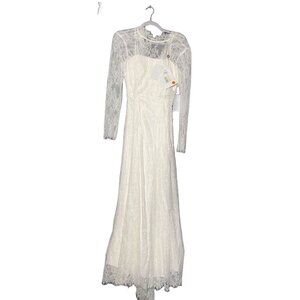 IVY & OAK Snow White‎ Gown Womens Dress XL NWT Formal Elegant Long Sleeve Lace &